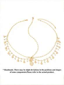 1pc Girl's Rhinestone Seashell Multilayer Tassel Headchain, Geometric Chain Seashell Forehead Headpiece - Multicolor - View 9