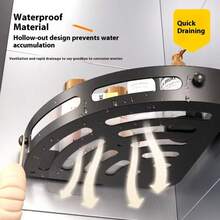 2 piezas Estantería de ducha angular - Estante de baño adhesivo, organizador de champú y artículos de tocador montado en la pared, material impermeable y resistente a la oxidación, incluye almohadillas adhesivas, ganchos laterales con orificios de drenaje. Estantería de baño. Regalo de Pascua, regalo del Día de la Madre - Negro - Ver 3