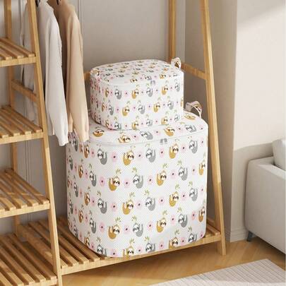 1 pieza Organizador de armario con estampado de dibujos animados, una bolsa de almacenamiento plegable perfecta para guardar ropa, suéteres, edredones, ropa de cama, mantas, juguetes, almohadas y toallas - una solución de almacenamiento que ahorra espacio para armarios, dormitorios, dormitorios universitarios y habitaciones infantiles