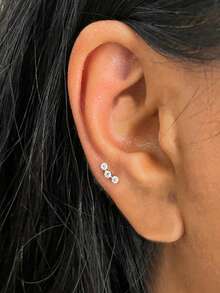 1 pieza Pendiente de botón en forma de corazón de plata de ley 925, chapado en oro de 18K, adecuado para uso diario, boda, fiesta, compromiso, joyería fina - Dorado - Ver 3