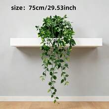 2 件人造植物（不含花盆），仿真吊兰蕨，仿真吊盆植物，仿真曼陀罗藤蔓蕨，绿色植物墙框，适用于家居、客厅、室内外装饰，适合室内、室外、客厅相框装饰、房间、厨房、家居、婚礼、卧室装饰。 - 綠色 - 查看 2