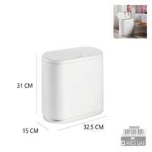 30 X 15 X 28cm Flip-Top Slim Trash Can, ABS+PP Material, Bathroom Toilet, Bedroom Bedside, Living Room Corner, Kitchen Sorting Garbage Bin, Elegant White Trash Can - View 9