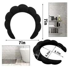 1pc Velvet Headband + 2pcs Wristbands, Suitable For Spa, Skincare, Makeup And Hairstyling, Hair Accessories Beauty Home Bedroom Decor Hairband Hair Hoop - Black - View 3