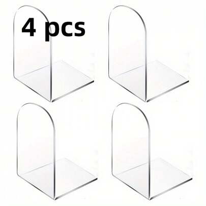 4/2 piezas Soportes de exhibición de libros de acrílico transparente, estantes de almacenamiento de libros de acrílico para escritorio, soportes de libros claros adecuados para la escuela, la oficina, el hogar y la tienda minorista