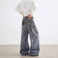 Pantalones Vaqueros Rectos con Cadena 3D para Hombre y Mujer - Estilo Vintage Americano, Estampado Distópico y Diseño Desgastado - Impresión 3D transfronteriza n7017nzm - Ver 4