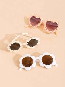 3副装 - 时尚多款式儿童眼镜 - 可爱宝宝眼镜，适合旅行、摄影和户外活动 - 彩色 - 查看 3