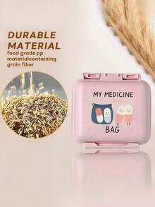 迷你六格便携药盒，药品收纳盒，旅行药盒，印有“我的药袋”和药丸图案，六格周用药整理盒，首次旅行药盒，每日维生素药盒，口袋药盒，精美收纳盒，家居旅行必备 - 彩色 - 查看 8