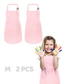 2pcs Adjustable Children's Art Apron, Boys & Girls Cooking Apron With Pockets, Suitable For Kitchen, Lab Activities, Painting And Baking Crafts - Multicolor - View 19