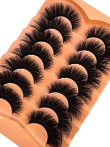 7 Pairs Russian Volume Cat Eye Mink False Eyelashes, Thick & Fluffy Fake Lashes, Soft & Natural Lash Extension Makeup, Handmade Reusable Suitable For All Occasions - Black - View 8