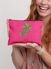 Borsa cosmetica riutilizzabile con stampa di palme di cocco, leggera, con cerniera per il trucco e gli accessori da toeletta, pratica pochette portamonete, borsa da toeletta con stampa di gelsi, accessorio da viaggio, adatta per lo shopping, regalo ideale per Pasqua, Festa della Mamma, Festa dell'Indipendenza, Matrimonio, Laurea - Multicolore - Visualizzare 16