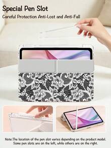 Ayotu White Lace Pattern Case With Pen Slot, Y Stand Flip Case Compatible With A16 , Pro 13 12.9 11, Air 11 13, Mini, Air 11inch Case, Kindle (11th Generation-2024 Release), Kindle Paperwhite 12th Gen 2024 - Multicolor - View 6