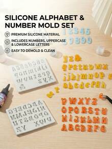 Silicone Daily Use English Letter & Number Shaped Molds, Holiday, Kitchen Handmade Molds, Soap, Candle, Plaster Molds, Kitchen Accessories, DIY Supplies - Multicolor - View 10