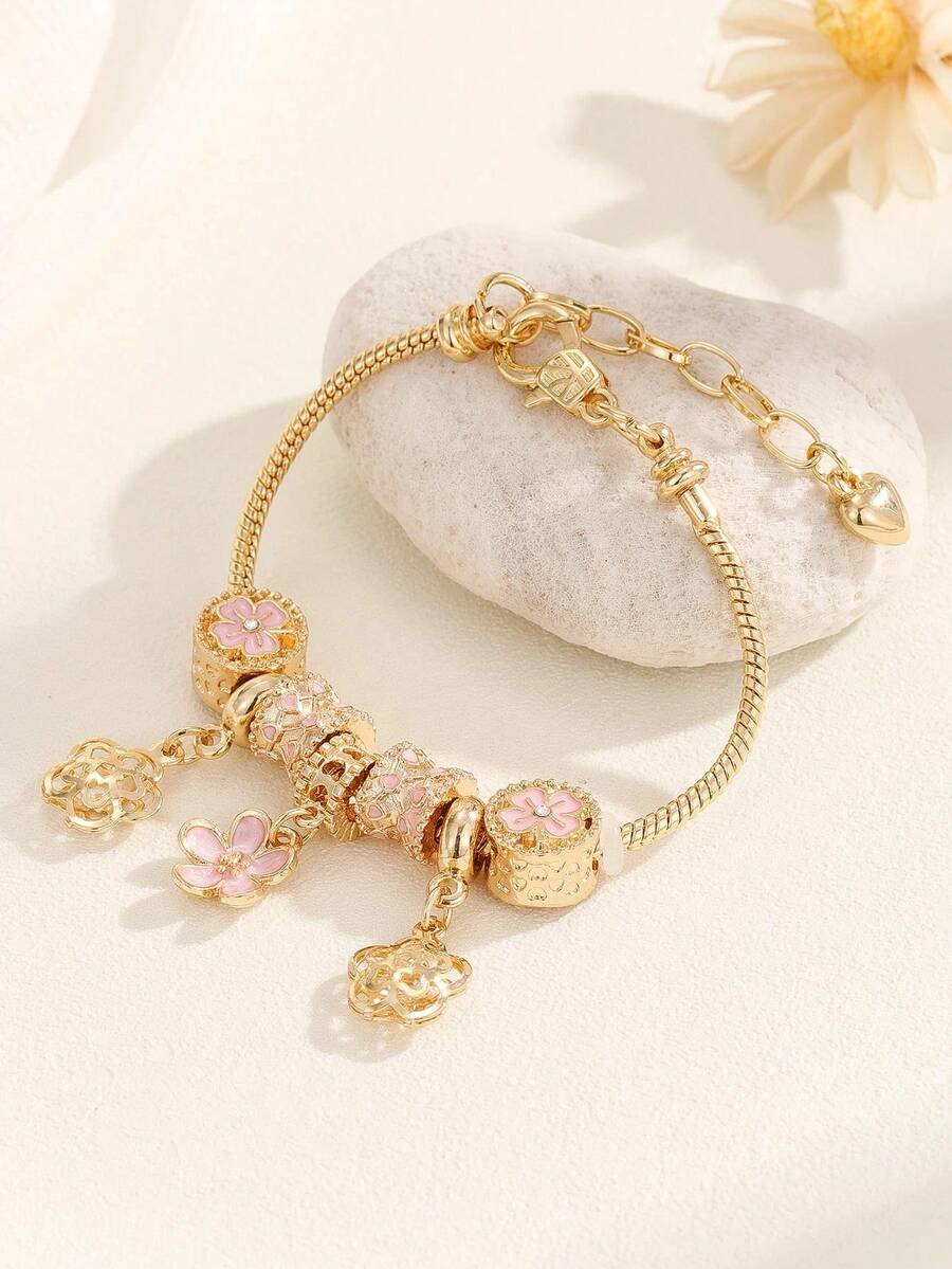 Flower Charm Bracelet Valentines,Mom,Mother,Mother's Day,Gift - 彩色 - 查看 1