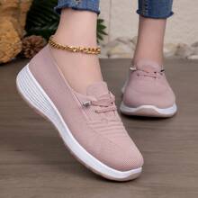 Women's Breathable Slip-On Casual Sneakers, Lightweight Non-Slip Soft Sole - Pink - View 1