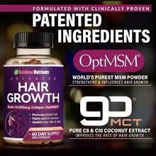 Miriyalyad 24-In-1 Advanced Hair Growth Vitamins Biotin 10,000mc9,Collagen,Patented OptiMSM, GoMCT,Saw Palmetto Naturally Regrow Stronger & Healthier Hair, Skin And Nails Stops Hair Loss 60 Day Supply - 3PCS - 查看 5