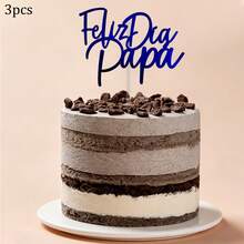 1个/3个/6个亚克力“我爱爸爸”蛋糕装饰插牌 - 父亲节生日派对最佳用品 - 多色 - 查看 9