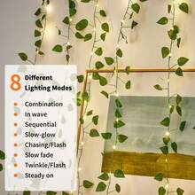 1pc Solar Powered Vine With Fairy Lights, LED Constant Greenery Vine String Lights, Artificial Ivy Leaf LED String Lights For Holiday Decor, Bedroom, Room, Wall, Garden, Party, Spring, Summer, Wedding Decor (Warm White) - Solar-powered Pothos - View 4