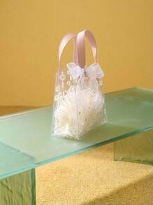 Joivida 1/5件小雏菊礼品袋、婚礼伴娘便携礼品袋、透明雏菊印花婚礼礼品袋、团体礼品袋、节日派对用品精美礼品袋、复活节礼物（带丝带）、 - 彩色 - 查看 4