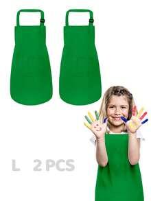 2pcs Adjustable Children's Art Apron, Boys & Girls Cooking Apron With Pockets, Suitable For Kitchen, Lab Activities, Painting And Baking Crafts - Multicolor - View 36
