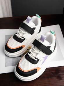 Kids' Classic Mesh Casual Sports Shoes With Hook And Loop Closure - Coral Orange - View 4