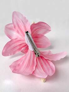 1 pieza Elegante clip para el cabello con flor de lirio, pieza floral versátil para el cabello lateral para mujeres, adecuado para uso diario, ganchos para el cabello, pasadores, hebillas, horquillas, accesorios, verano, vacaciones, viaje - Rosa Fucsia - Ver 3