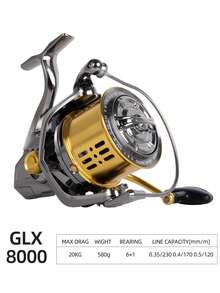 BILLINGS 8000-14000系列海水纺车轮,最大拖拽力20公斤,超顺滑强劲的海钓轮,CNC铝合金线杯适用于编织线,6+1不锈钢滚珠轴承,远投钓鱼的理想之选。 - 彩色 - 查看 12