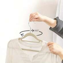 10/20pcs Luxury Milky White Flocked Non-Slip Hangers, Ultra-Thin Space-Saving - Heavy Duty Swivel Hooks, Suitable For Organizing Clothes, Suits, Tops, Ties, Shirts, Skirts And Pants - Beige - View 6