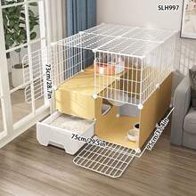 Multi-Functional Cat Villa With Litter Box And Sleeping Area, Modular And Detachable Design, Suitable For Kittens And Multi-Cat Households - Multicolor - View 3