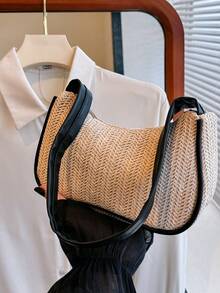 Bolso de hombro minimalista de unicolor y de moda, esencial para viajar, visitar amigos, fotografía - Bolso de hombro de estilo callejero casual para mujer - Multicolor - Ver 14