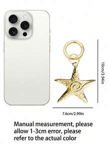 1pc Gold Starfish And Bead Pearl Shell Keychain, Y2k Cute And Simple Fashion Bead Pearl Shell Bag Pendant,Sea Star, Sweet Cool Hottie, Ins Style, Large Pendant, Silver Spring Clasp, Car Keychain, Personalized Gift For Backpacks, Handbags, Door Keys, Cell Phone Accessories, Suitable For Dating, Vacation, Beach, Commuting, Work And Daily Use, Perfect Wedding Gift And Valentine's Day Gift - 1 - Xem 7