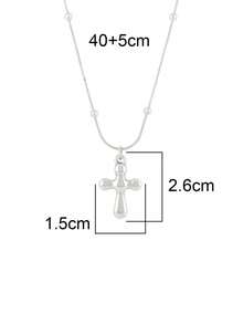 1件装不锈钢十字架吊坠项链，女士时尚简约18K镀金饰品串珠链项链 - 項鍊 - 查看 6