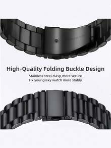 2pcs/Set Luxury Black Stainless Steel Metal Link Band & Hard PC Case With Built-In Tempered Glass Screen Protector Compatible With Samsung Galaxy Watch 7/6/5/4 (40mm/44mm) - Black - View 4