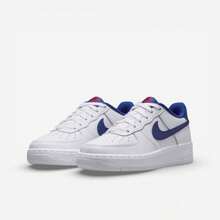 Nike Air Force 1 White Deep Royal Blue GS - 白色 - 查看 3