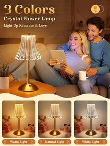 Gold Lamps LED 3 Colors Bedside Lamp  Crystal Cordless Table Lamp USB Charge  Dimmable Bedroom Lamps Vintage Lamp Rechargeable Nightstand Lamp Table Lamp For Bedroom Living Room Bathroom Hotel Bar, Valentine's Day And New Year Gifts - 金色-4pcs - 查看 3