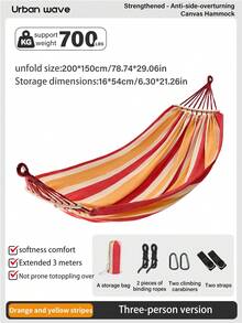 URBANWAVE Hamac portable double, hamac d'extérieur, hamac de camping, hamac simple, hamac de randonnée, hamac ultra-résistant, hamac en corde, hamac de patio, hamac de voyage, hamac en canevas - D - Voir 13