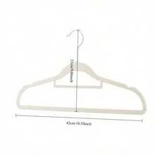 10/20pcs Luxury Milky White Flocked Non-Slip Hangers, Ultra-Thin Space-Saving - Heavy Duty Swivel Hooks, Suitable For Organizing Clothes, Suits, Tops, Ties, Shirts, Skirts And Pants - Beige - View 3