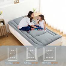 Foldable Floor Mattress, Japanese-Style Roll-Up Foam Sleeping Mat, Space-Saving Tatami Floor Bed for Living Room or Bedroom - Gris claro TWIN (99*203cm) EE. UU. - Ver 5