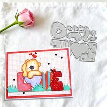 创意爱心标签模具，DIY剪贴簿相册和压花模板，贺卡制作工具，卡片纸切割工艺品，礼品卡制作模板模切。 - 銀色 - 查看 7