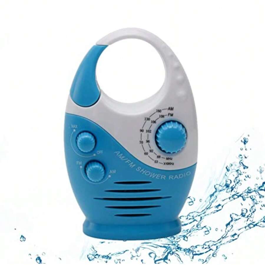 Radio de ducha baño AM/FM colgante impermeable volumen ajustable azul - Azul / Patchwork - Ver 1