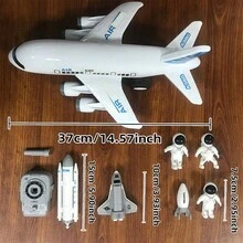 Large White Airplane Toy Spacecraft Model, New Year Holiday Gift, Space Rocket Plane Astronaut Toy For Children Boys, New Year Gift, Birthday Gift - White - View 10