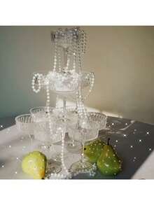 Cadena de perlas blancas de 99 cm, corona de perlas falsas, adecuada para centro de mesa de boda, decoración de fiesta, árbol de Navidad y arreglos florales, decoración colgante de boda - Múltiples estilos - Ver 3