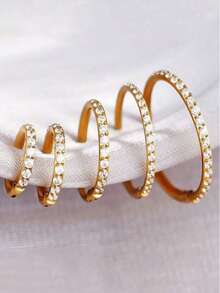 1 Piece Of High-Grade Stainless Steel Piercing Zirconia Nose Hoop Ring Closed Seamless Oblique Surface Inlay Suitable For Men And Women To Wear - Gold - View 9