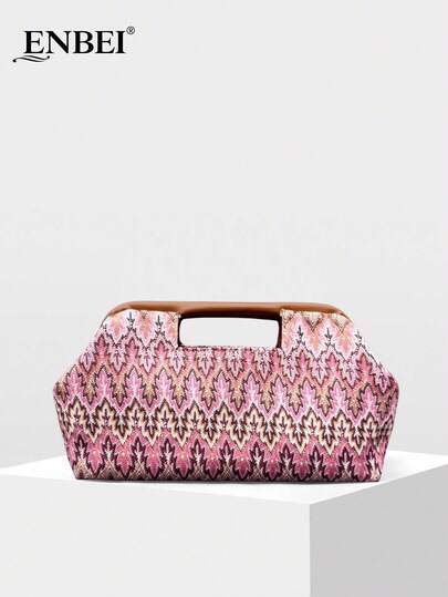  ENBEI Elegant Soft Pink Moroccan Style Embroidered Cloud Bag - Large Capacity Cosmetic Bag, Vacation Clutch, Elegant Ladies Beach Bag Clutch, Stylish Evening Bag, Suitable For Wedding Dress/Evening Gown, Party Outfit, Also Great For Mother's Day Gift, Valentine's Day Gift Or Wedding Season Bag