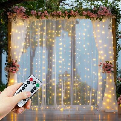 1pc 600/300/200/100 LED String Lights With 8 Lighting Modes, USB Powered Indoor Atmosphere Lights For Decor, Birthday Party, Wedding, Room, Window, Holiday (Remote Control Batteries Not Included)