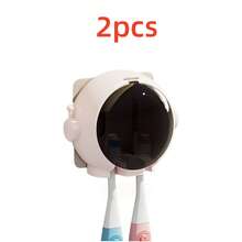 宇航员牙刷架，卡通牙刷收纳架壁挂式，四口之家浴室牙刷架，无需钻孔 - 彩色 - 查看 11