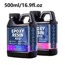 500ml 环氧树脂，晶莹剔透环氧树脂套装 - 不泛黄，无气泡，艺术树脂浇铸树脂，适用于艺术工艺品、珠宝制作、木材和模具。 - 500ml A+500ml B - 查看 8