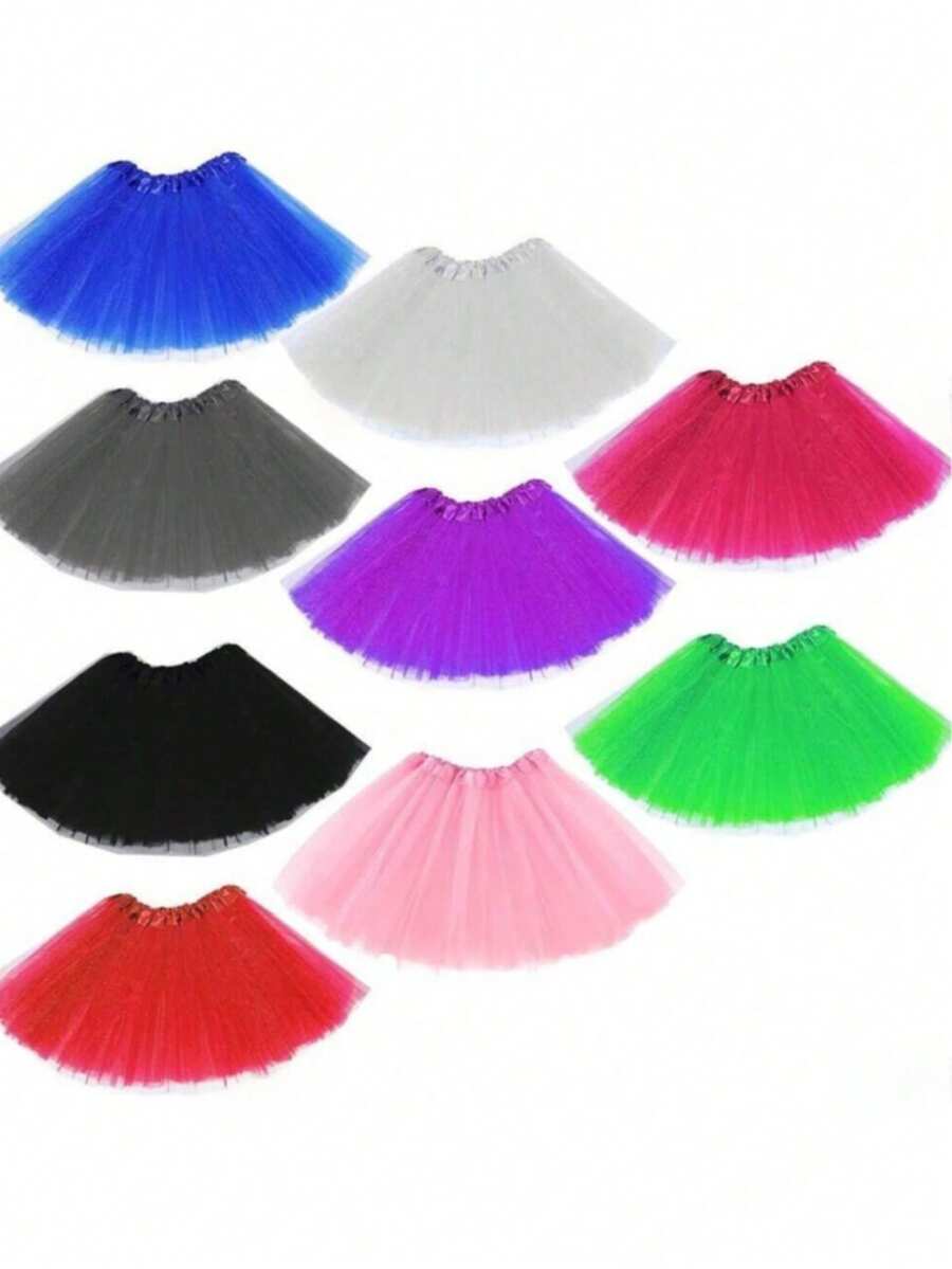 1pc Children's Fluffy Tutu Skirt, Asymmetrical Hem, Multi-Layer Tulle Skirt, Suitable For Festivals, Stages, Parties, Performances, Cosplay, Children's Day, Available In White, Black, Pink, Purple,Party,Birthday - Small Gauze Skirt - View 1