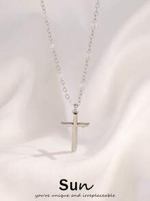 1件金色十字架吊坠项链，不锈钢珐琅珠链项链，女士珠宝礼物 - 項鍊 - 查看 2