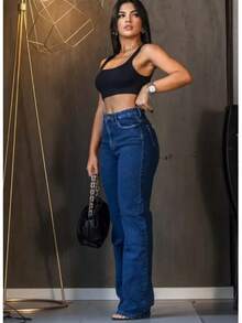 Wide-Leg/Patelãs Jeans With A Faded, Distressed Finish. - 藍色 - 查看 3