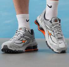 男子NIKE SHOX RIDE 2運動休閒鞋 - 白色/灰色/橙色 - 查看 3